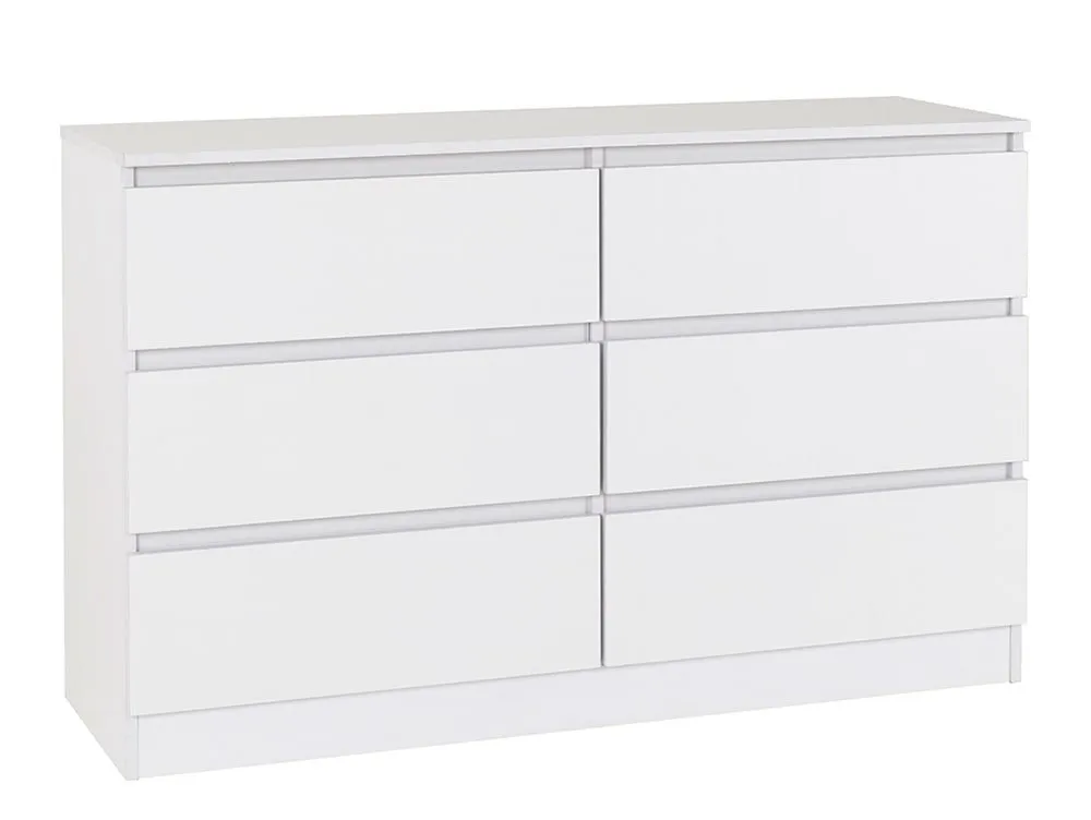 Seconique Seconique Malvern White 3+3 Drawer Chest of Drawers