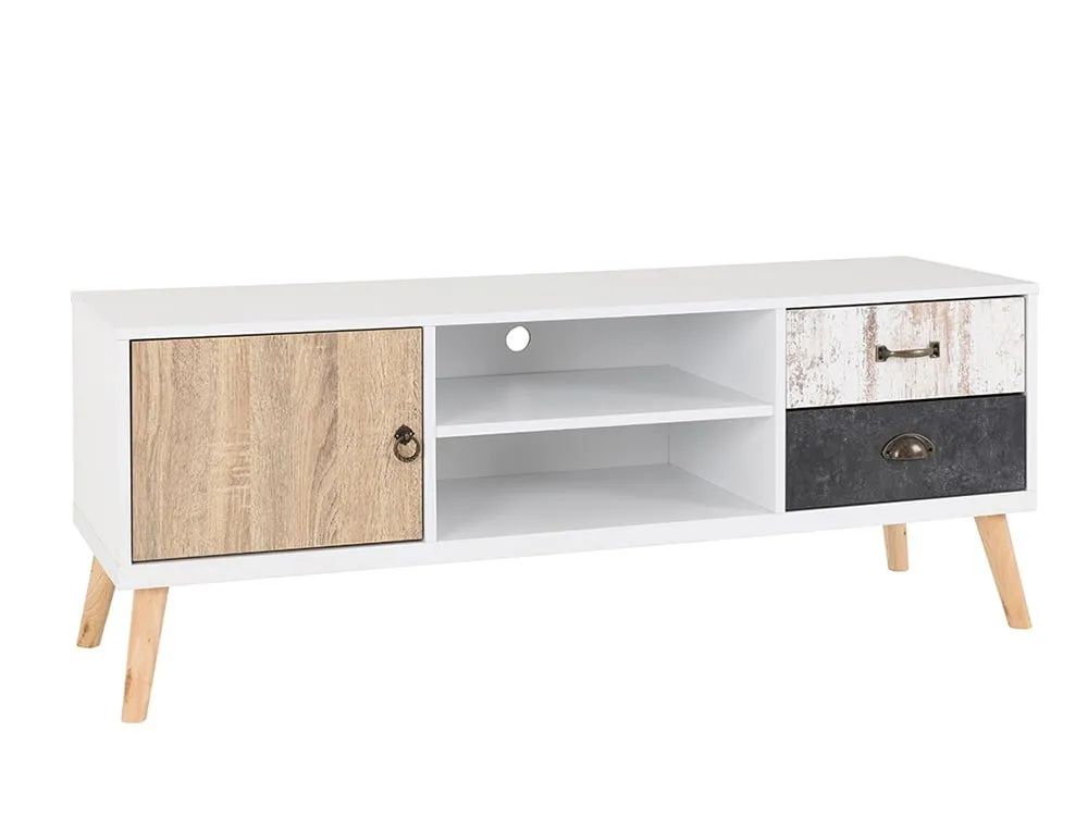 Seconique Seconique Nordic White and Oak 1 Door 2 Drawer TV Cabinet