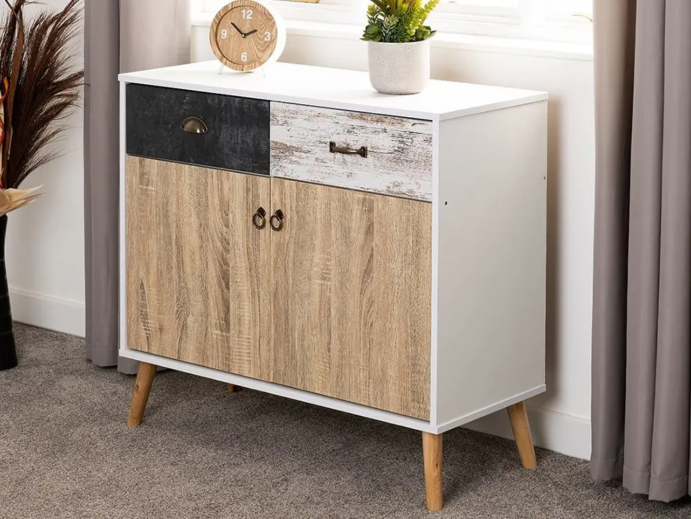 Seconique Seconique Nordic White and Oak 2 Door 2 Drawer Sideboard