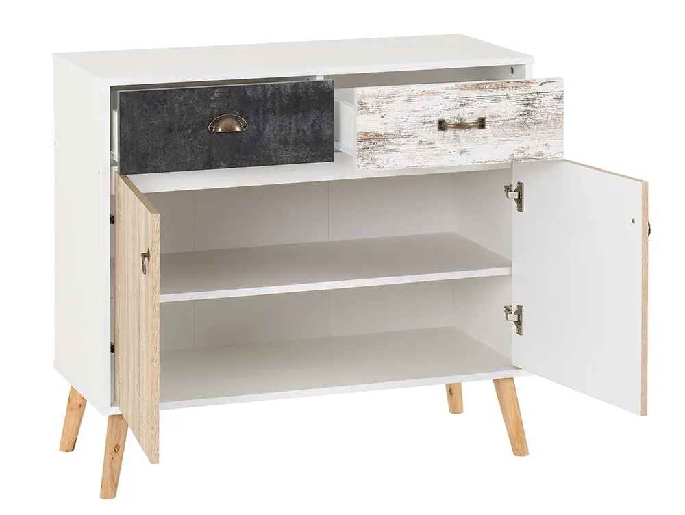 Seconique Seconique Nordic White and Oak 2 Door 2 Drawer Sideboard