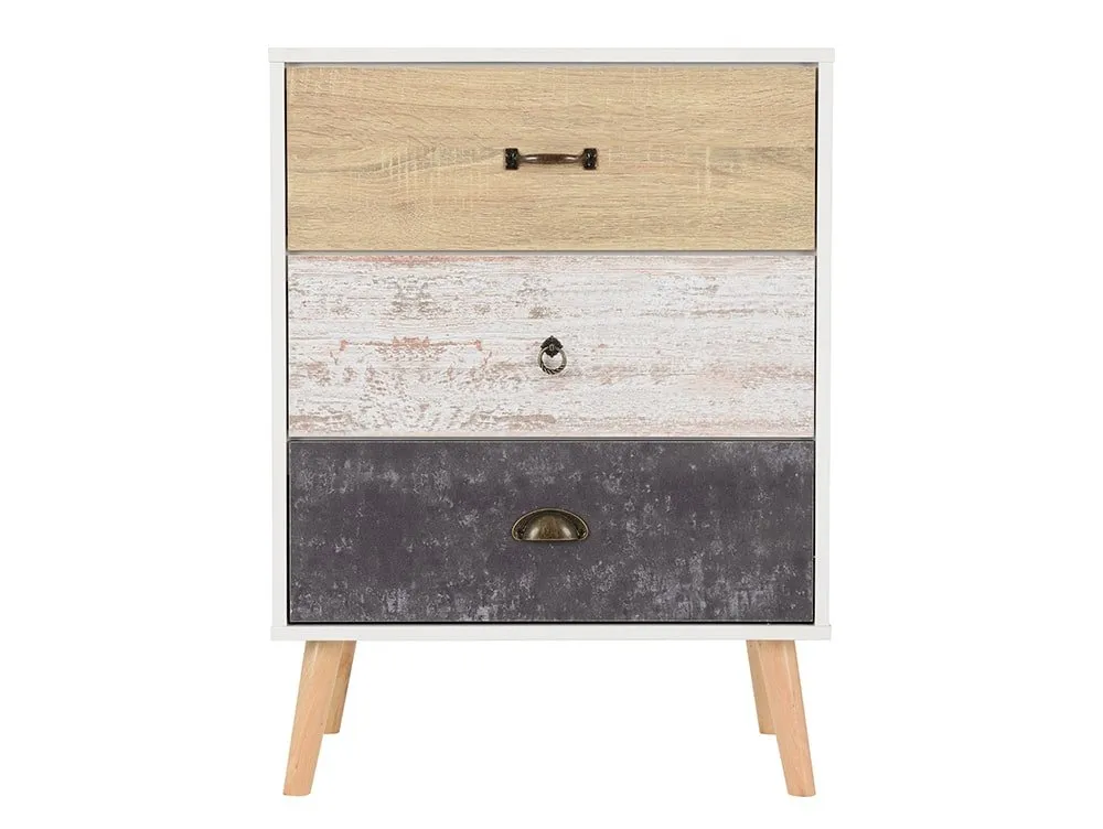Seconique Seconique Nordic White and Oak 3 Drawer Chest of Drawers