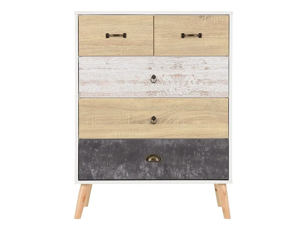 Seconique Seconique Nordic White and Oak 3+2 Drawer Chest of Drawers