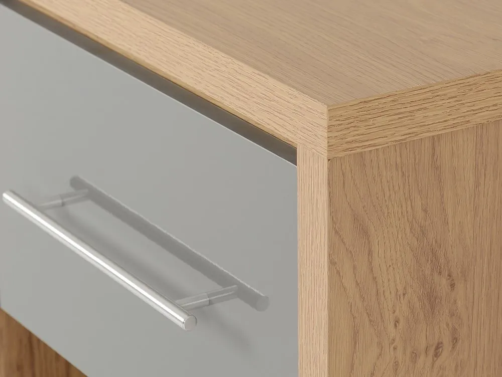 Seconique Seconique Seville Grey High Gloss and Oak 1 Drawer Bedside Table