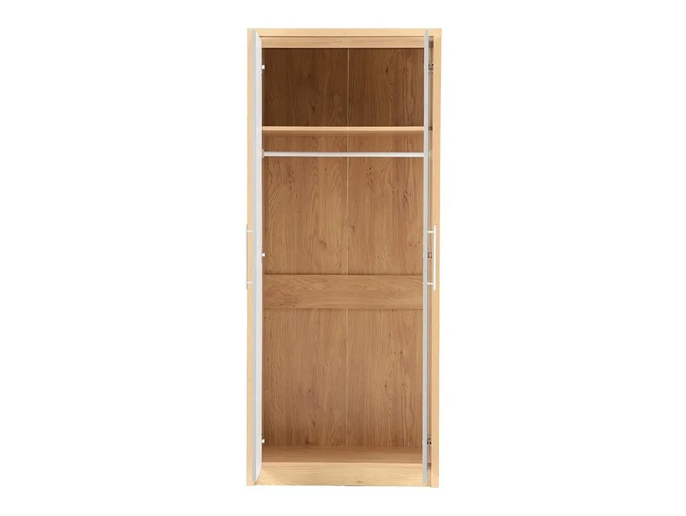 Seconique Seconique Seville Grey High Gloss and Oak 2 Door Double Wardrobe