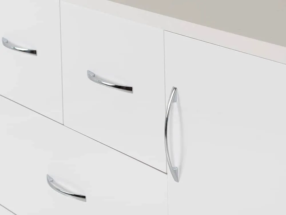 Seconique Seconique Nevada White High Gloss 1 Door 5 Drawer Chest of Drawers