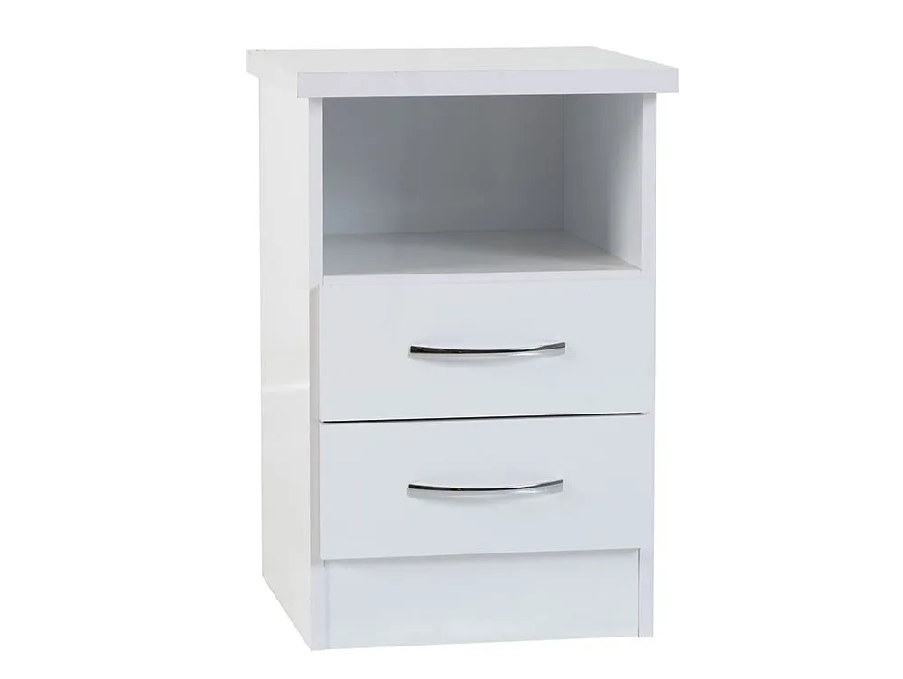 Seconique Seconique Nevada White High Gloss 2 Drawer Bedside Table