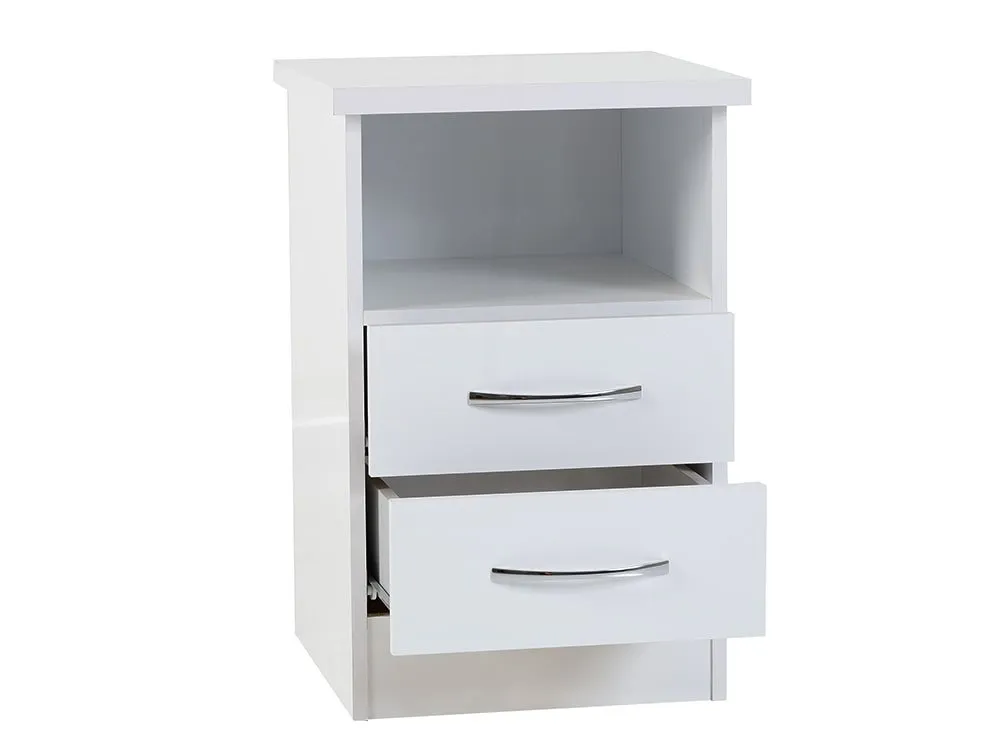 Seconique Seconique Nevada White High Gloss 2 Drawer Bedside Table