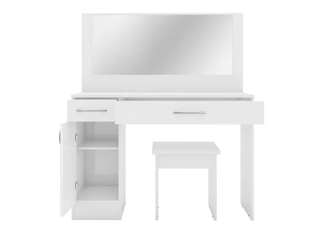 Seconique Seconique Nevada White High Gloss 2 Drawer Dressing Table and Stool