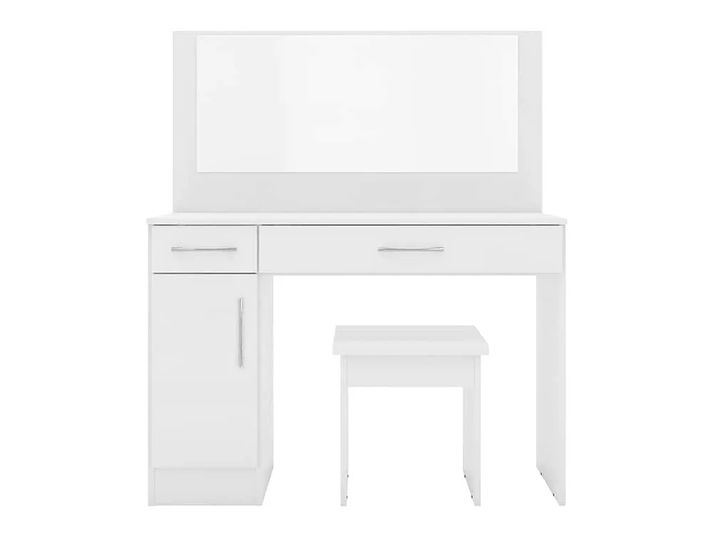 Seconique Seconique Nevada White High Gloss 2 Drawer Dressing Table and Stool