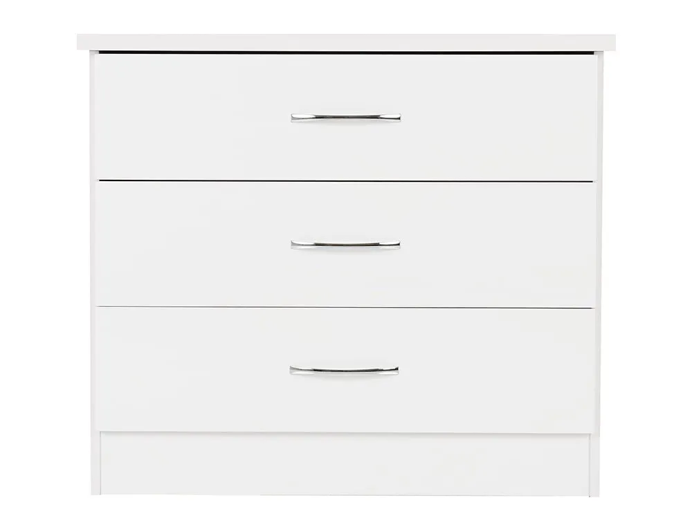 Seconique Seconique Nevada White High Gloss 3 Drawer Low Chest of Drawers