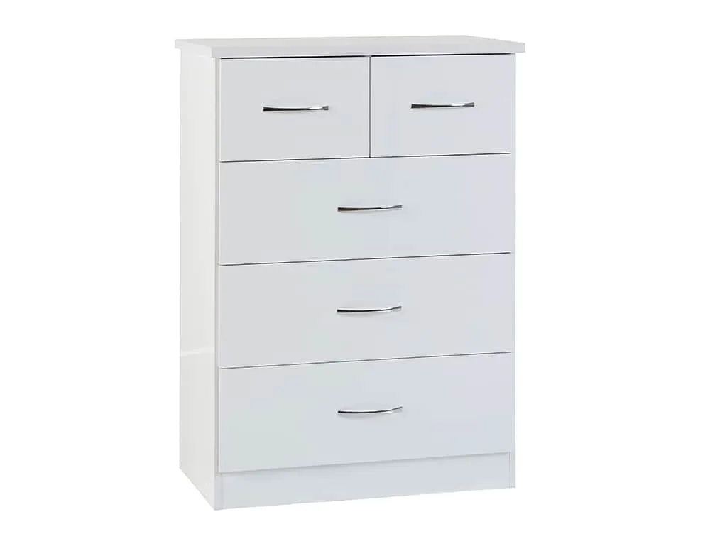 Seconique Seconique Nevada White High Gloss 3+2 Drawer Chest of Drawers