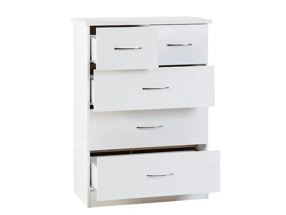 Seconique Seconique Nevada White High Gloss 3+2 Drawer Chest of Drawers