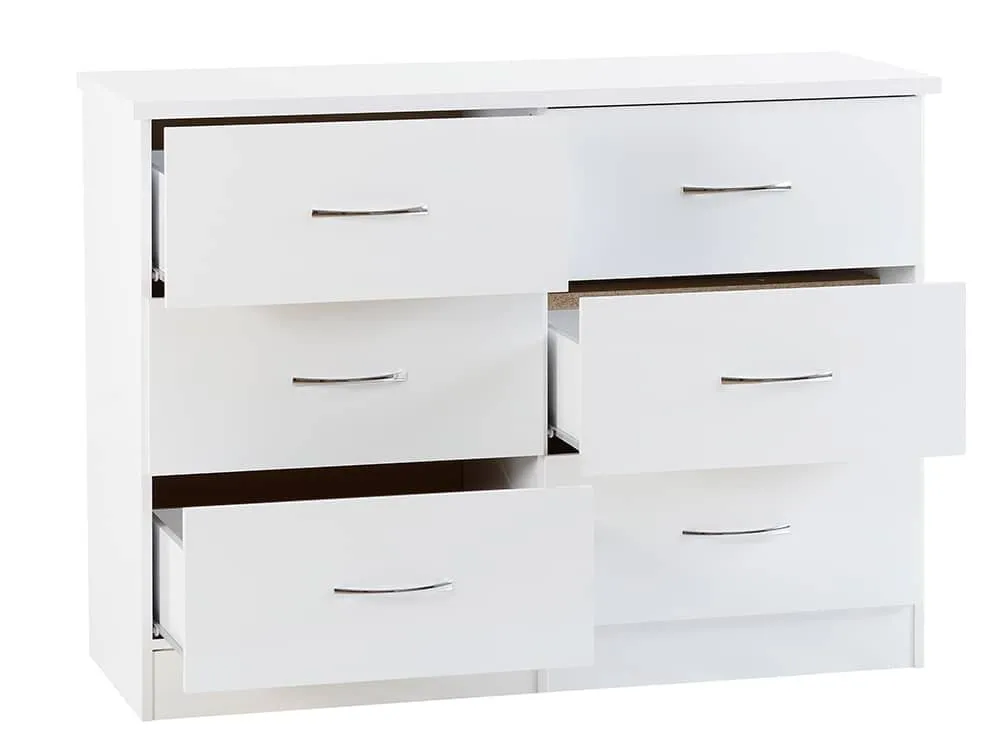 Seconique Seconique Nevada White High Gloss 3+3 Drawer Chest of Drawers