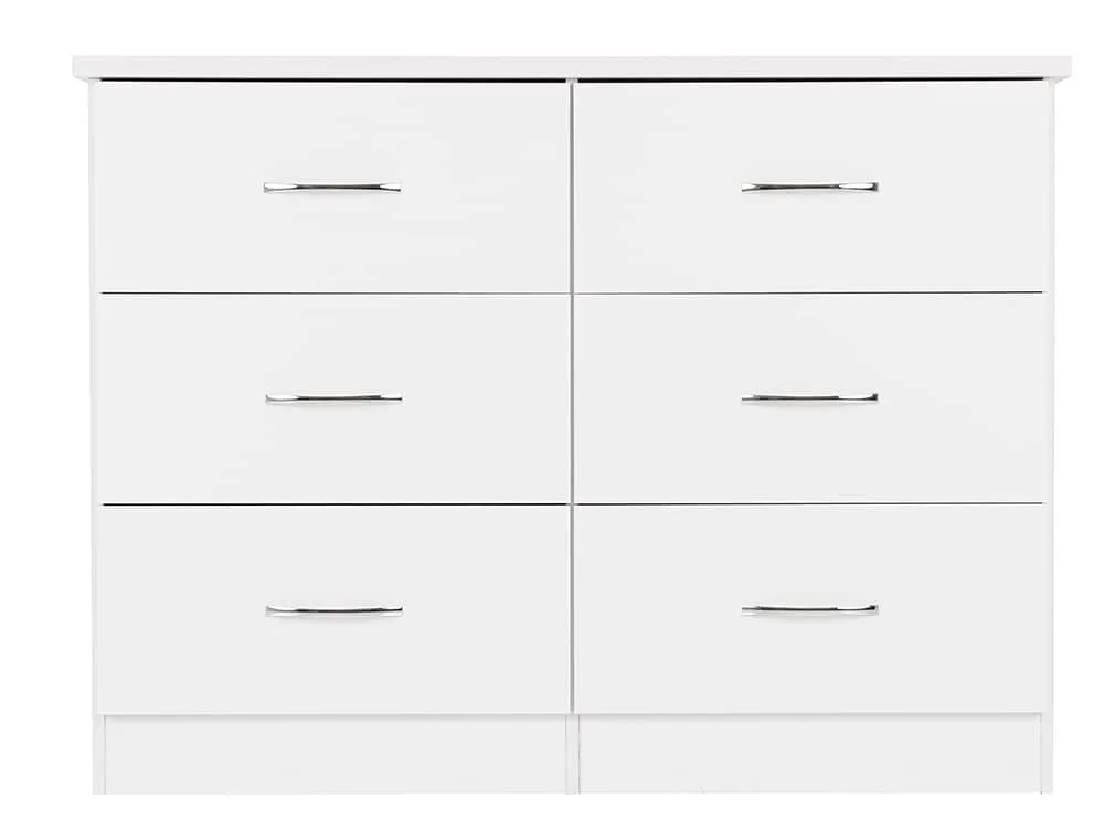 Seconique Seconique Nevada White High Gloss 3+3 Drawer Chest of Drawers