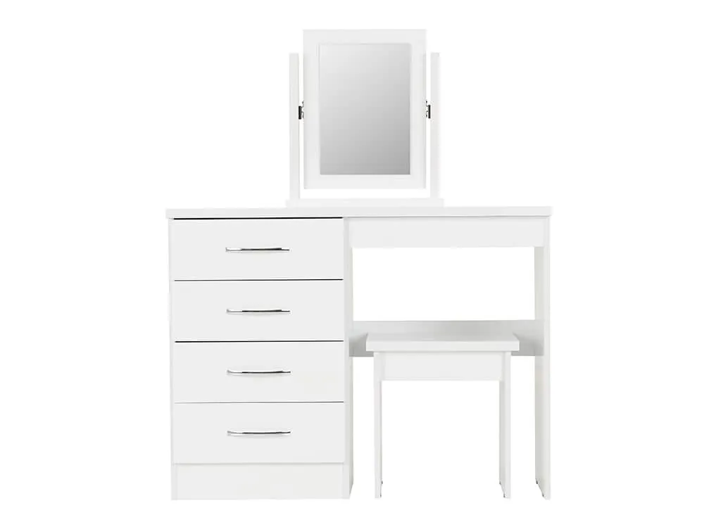 Seconique Seconique Nevada White High Gloss 4 Drawer Dressing Table and Stool