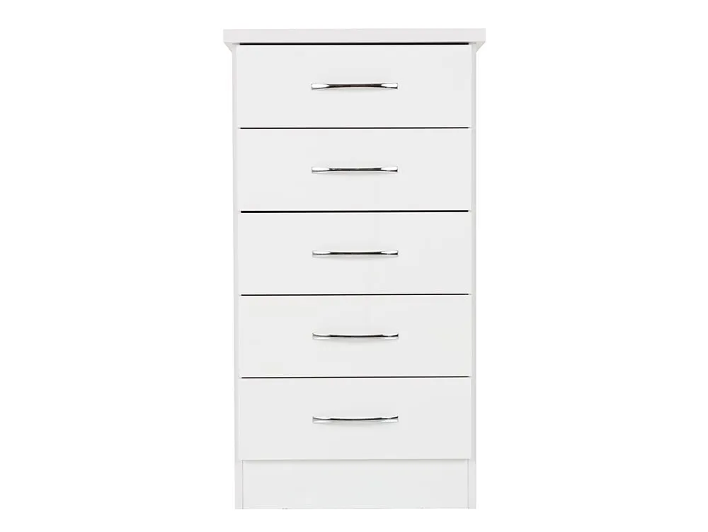 Seconique Seconique Nevada White High Gloss 5 Drawer Chest of Drawers