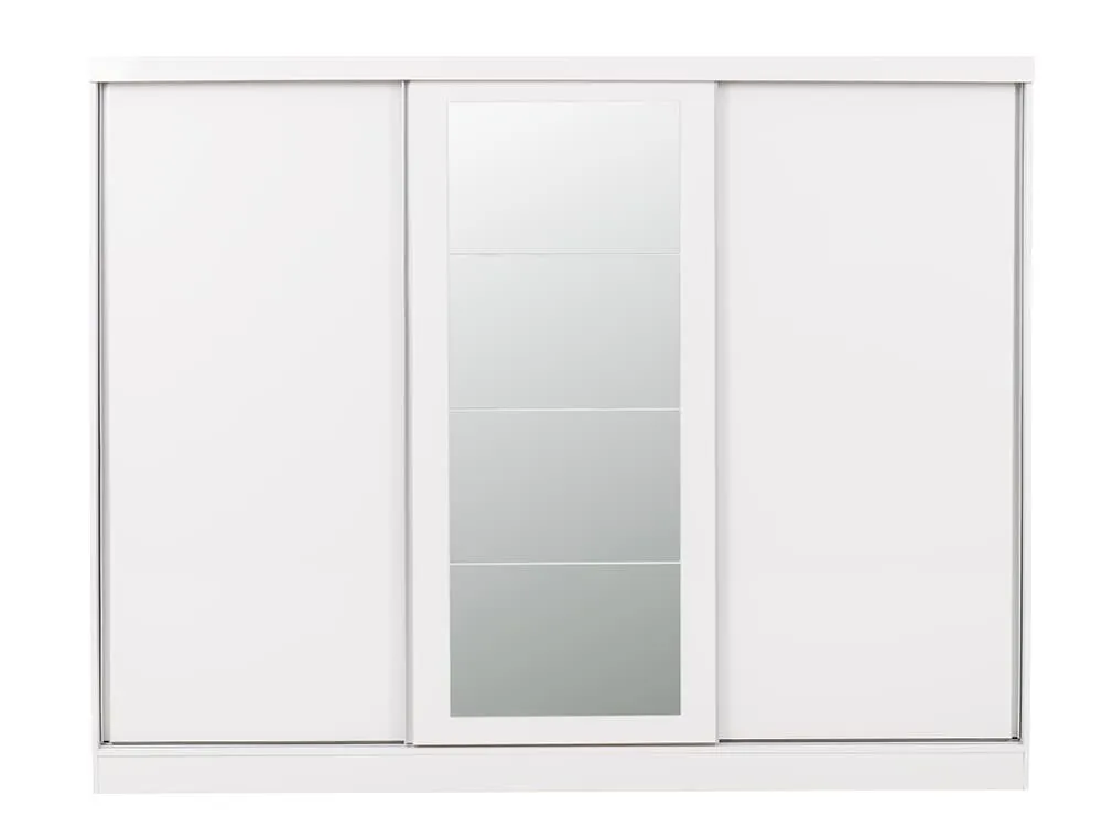 Seconique Seconique Nevada White High Gloss Sliding Mirrored Triple Wardrobe