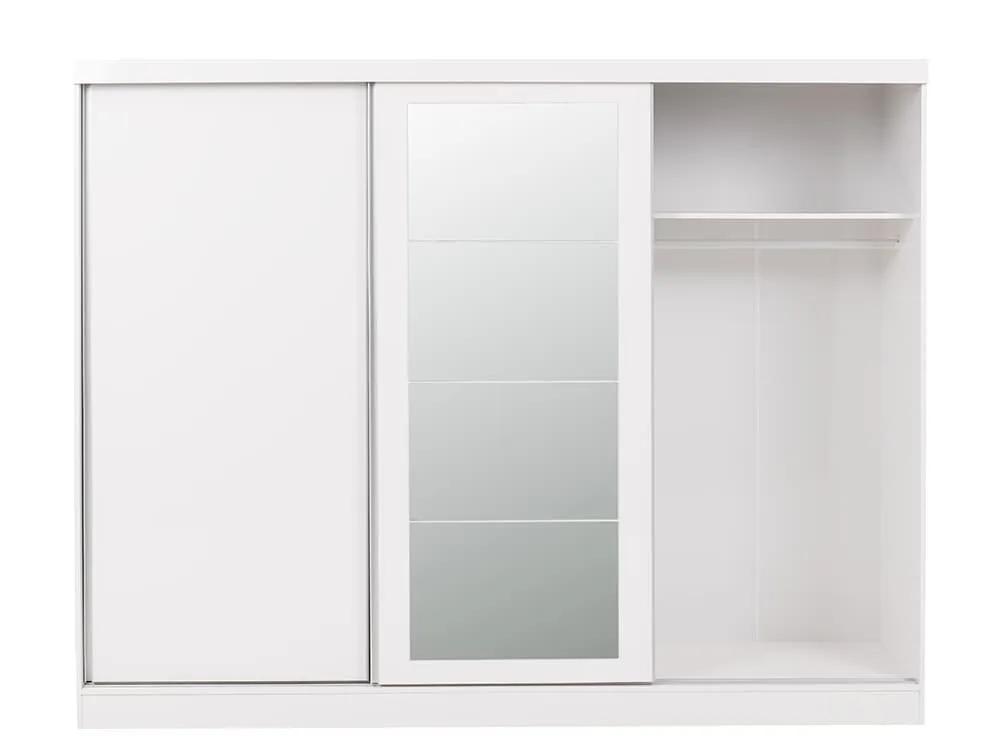 Seconique Seconique Nevada White High Gloss Sliding Mirrored Triple Wardrobe