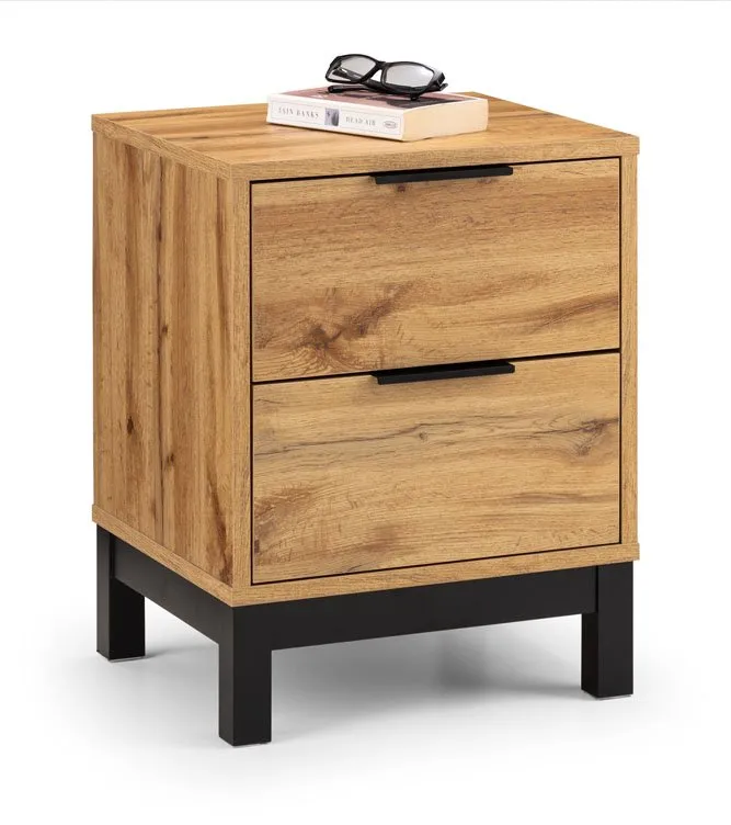 Julian Bowen Julian Bowen Bali Oak 2 Drawer Bedside Table