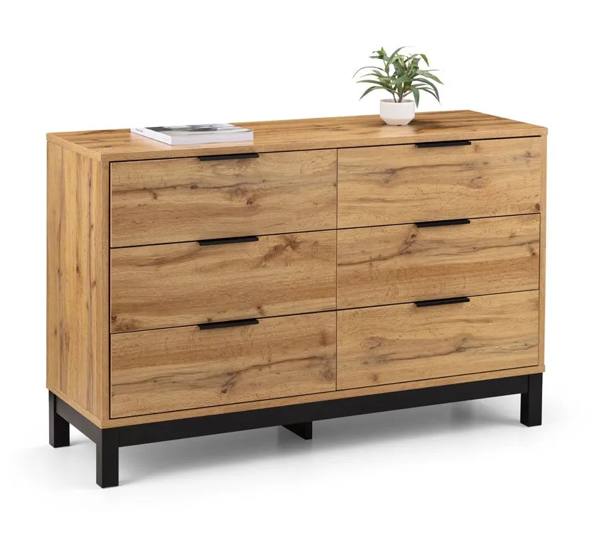 Julian Bowen Julian Bowen Bali Oak 6 Drawer Wide Chest of Drawers