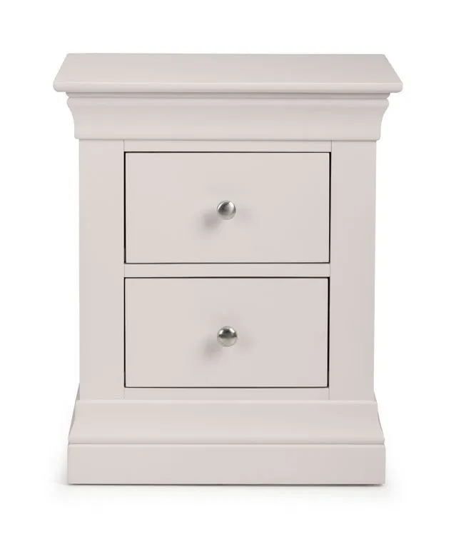 Julian Bowen Julian Bowen Clermont 2 Drawer Light Grey Bedside Table