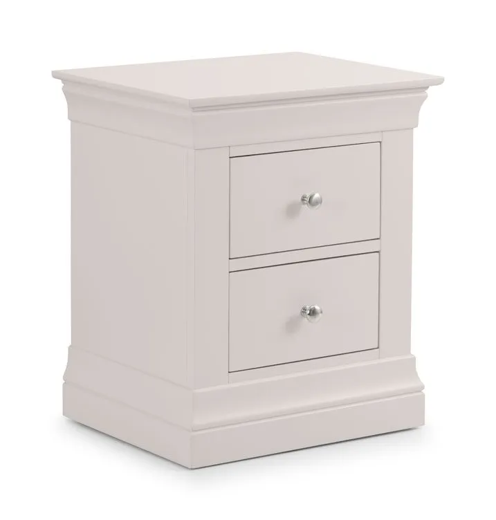 Julian Bowen Julian Bowen Clermont 2 Drawer Light Grey Bedside Table