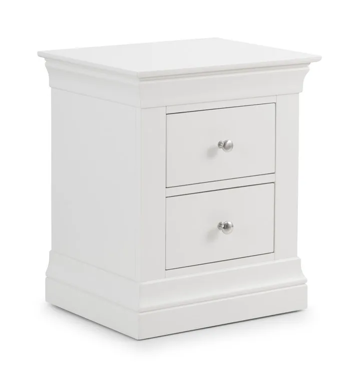 Julian Bowen Julian Bowen Clermont Surf White 2 Drawer Bedside Table