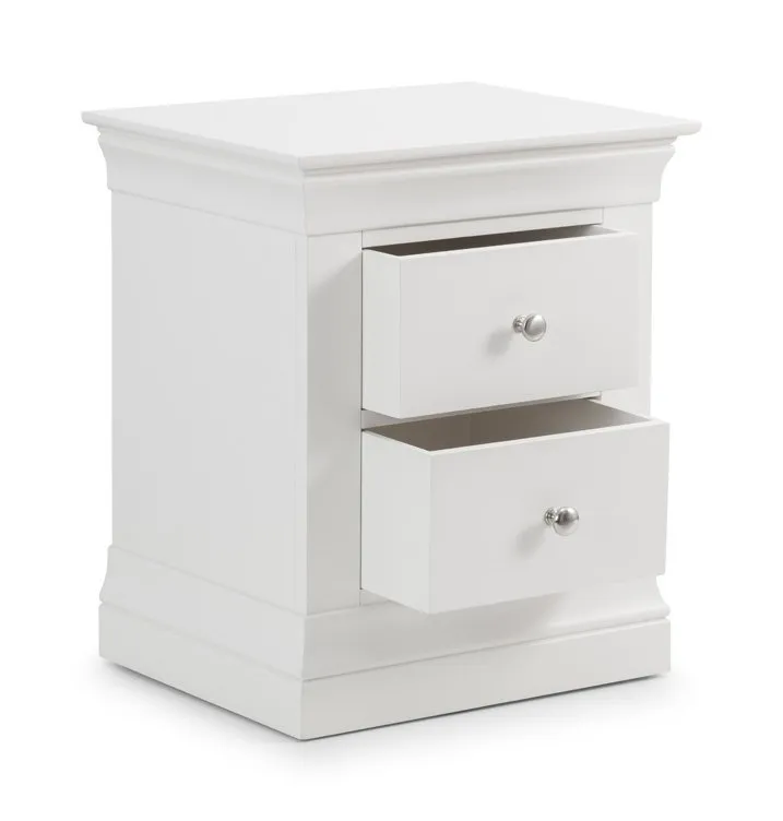 Julian Bowen Julian Bowen Clermont Surf White 2 Drawer Bedside Table