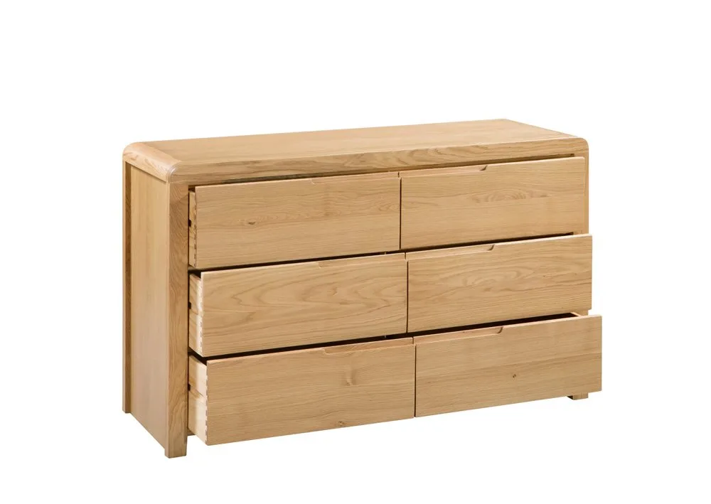 Julian Bowen Julian Bowen Curve 6 Drawer Wide Oak Chest of Drawers (Assembled)