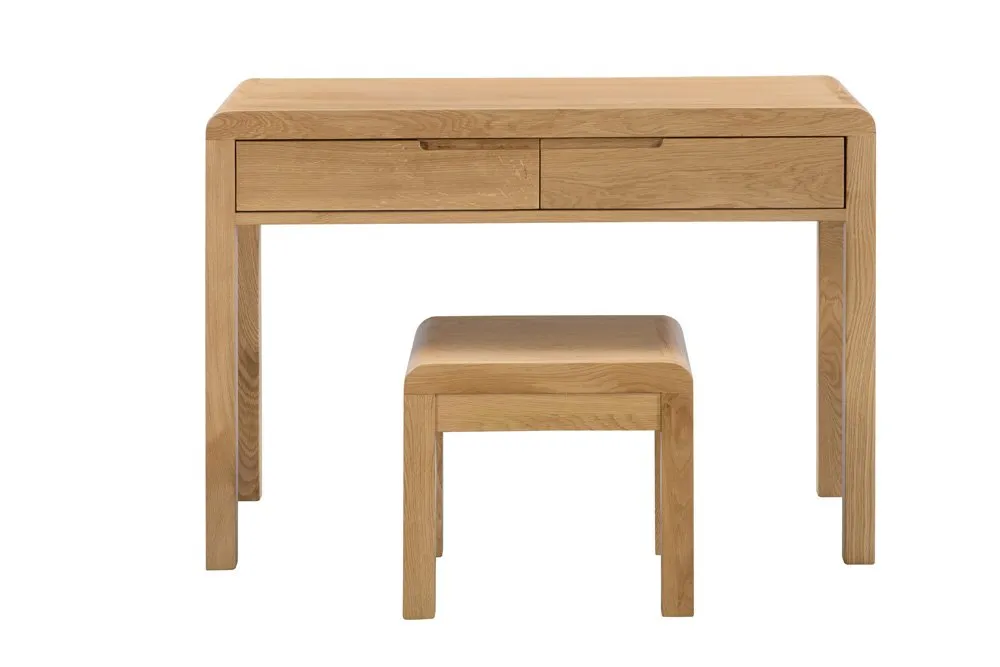 Julian Bowen Julian Bowen Curve Oak 2 Drawer Dressing Table and Stool (Assembled)