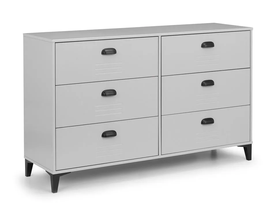 Julian Bowen Julian Bowen Lakers 6 Drawer Grey Wide Chest of Drawers