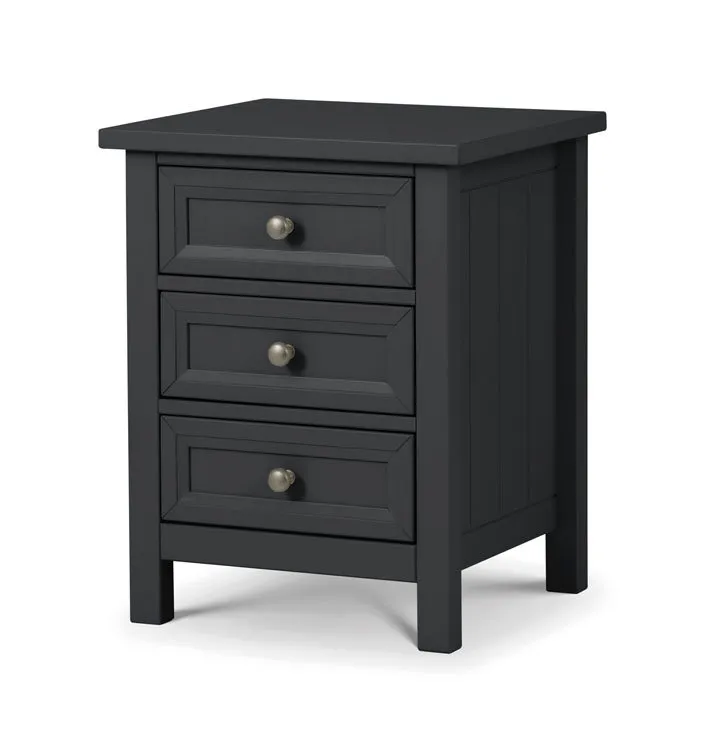 Julian Bowen Julian Bowen Maine Anthracite 3 Drawer Bedside Table