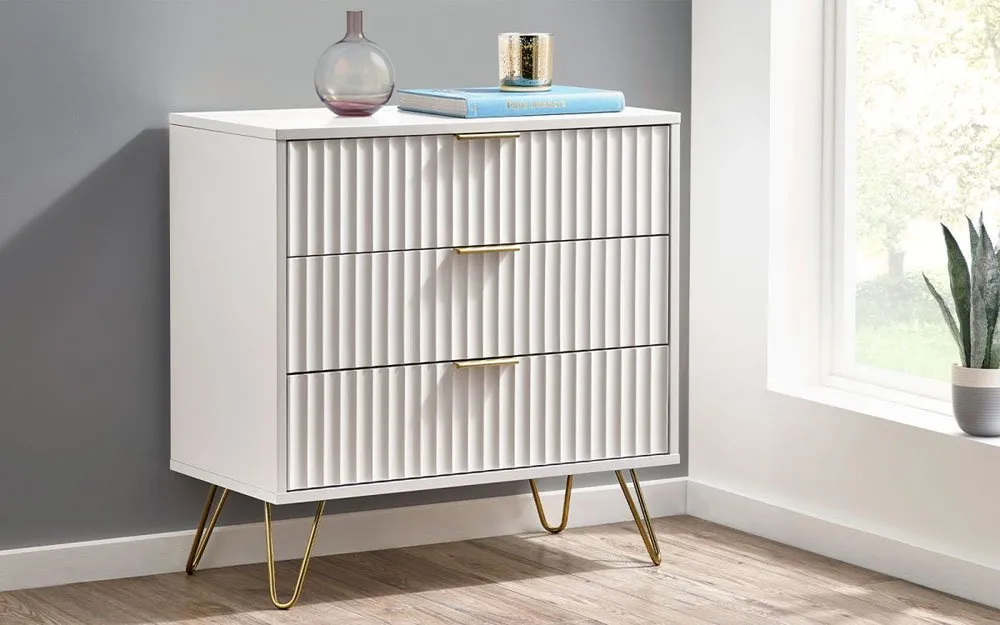 Julian Bowen Julian Bowen Murano Matte White 3 Drawer Chest of Drawers