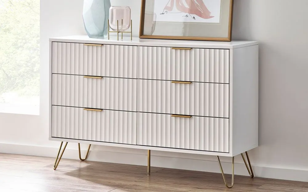 Julian Bowen Julian Bowen Murano Matte White 6 Drawer Chest of Drawers