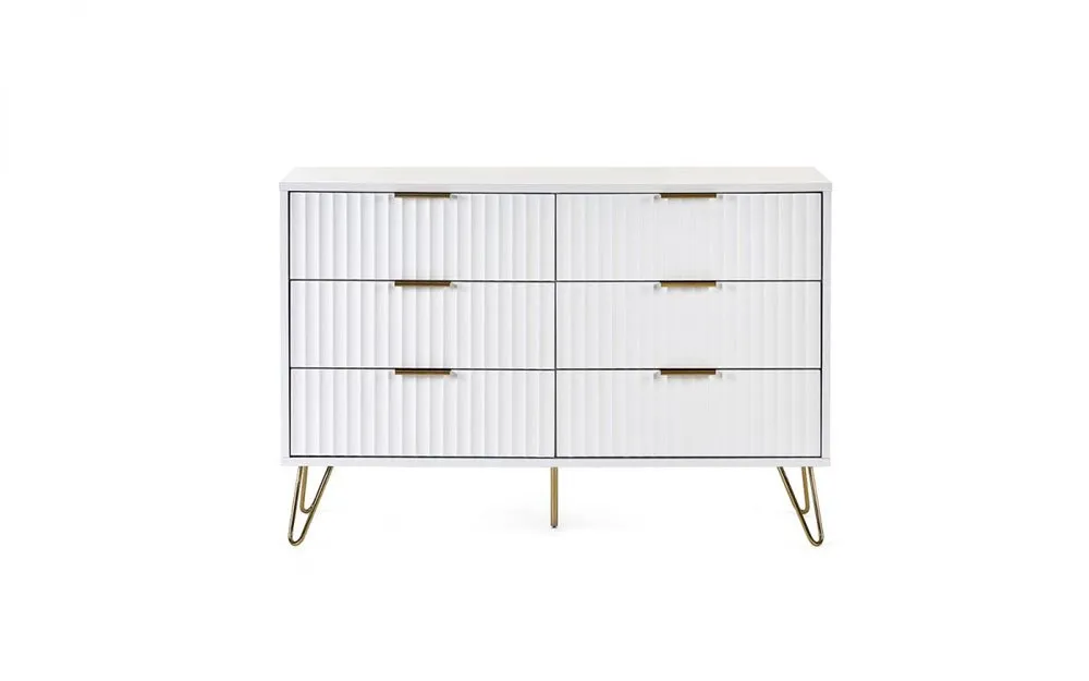 Julian Bowen Julian Bowen Murano Matte White 6 Drawer Chest of Drawers