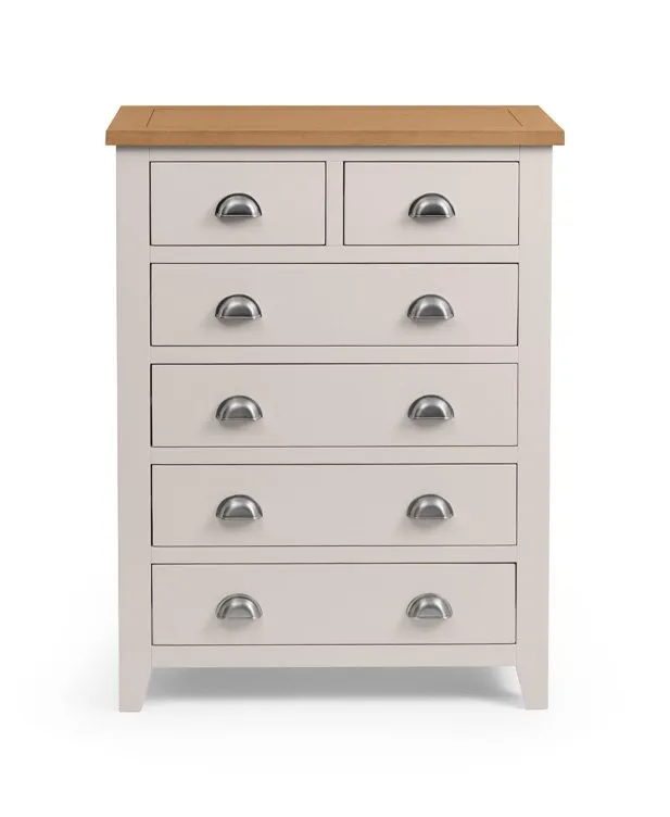 Julian Bowen Julian Bowen Richmond Grey and Oak 4+2 Chest of Drawers (Assembled)