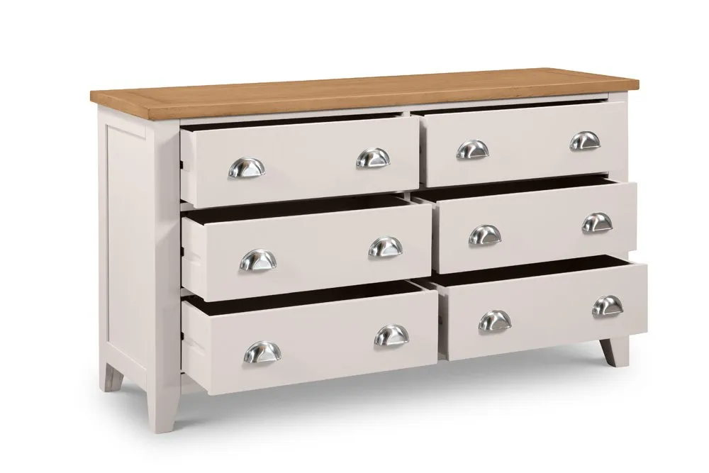 Julian Bowen Julian Bowen Richmond Grey and Oak 6 Drawer Wide Chest of Drawers (Assembled)