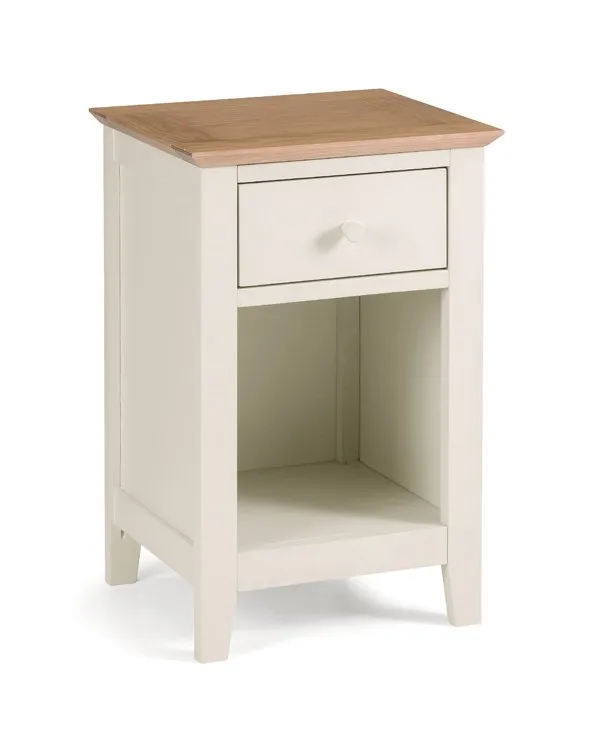 Julian Bowen Julian Bowen Salerno Ivory and Oak 1 Drawer Bedside Table