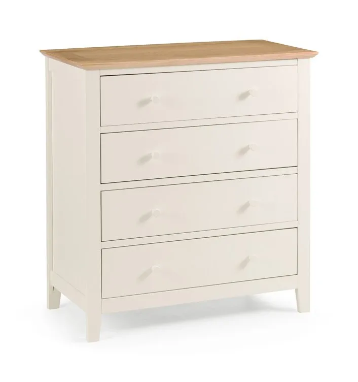 Julian Bowen Julian Bowen Salerno Ivory and Oak 4 Drawer Chest of Drawers