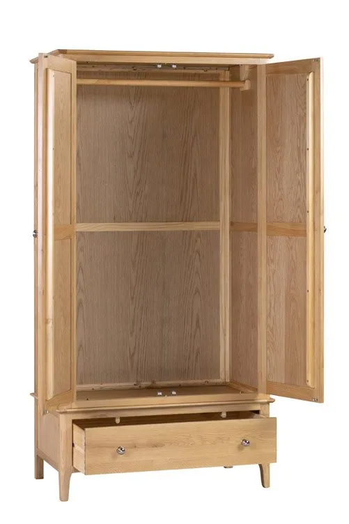 Julian Bowen Julian Bowen Cotswold Oak 2 Door 1 Drawer Wardrobe