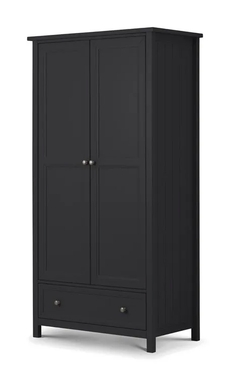 Julian Bowen Julian Bowen Maine Anthracite 2 Door 1 Drawer Wardrobe