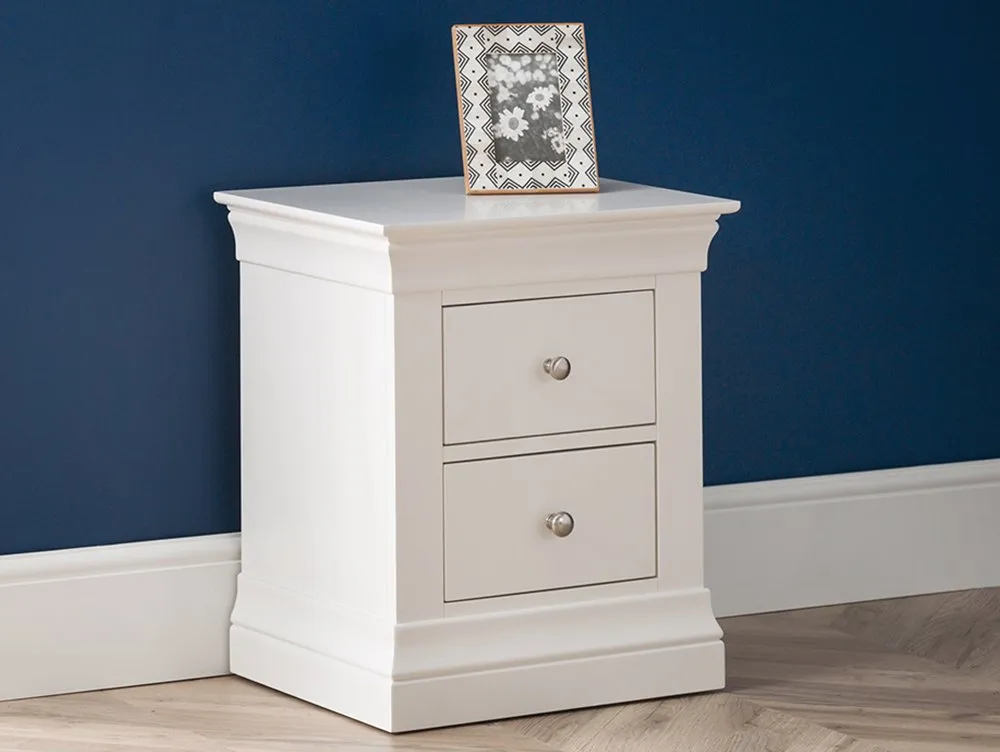 Julian Bowen Julian Bowen Clermont 2 Drawer Light Grey Bedside Table