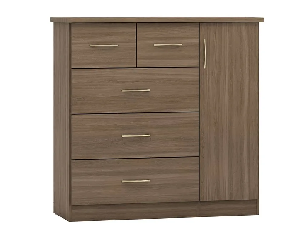 Seconique Seconique Nevada Rustic Oak 1 Door 5 Drawer Chest of Drawers