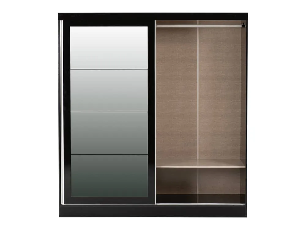 Seconique Seconique Nevada Black High Gloss Sliding Mirrored Wardrobe