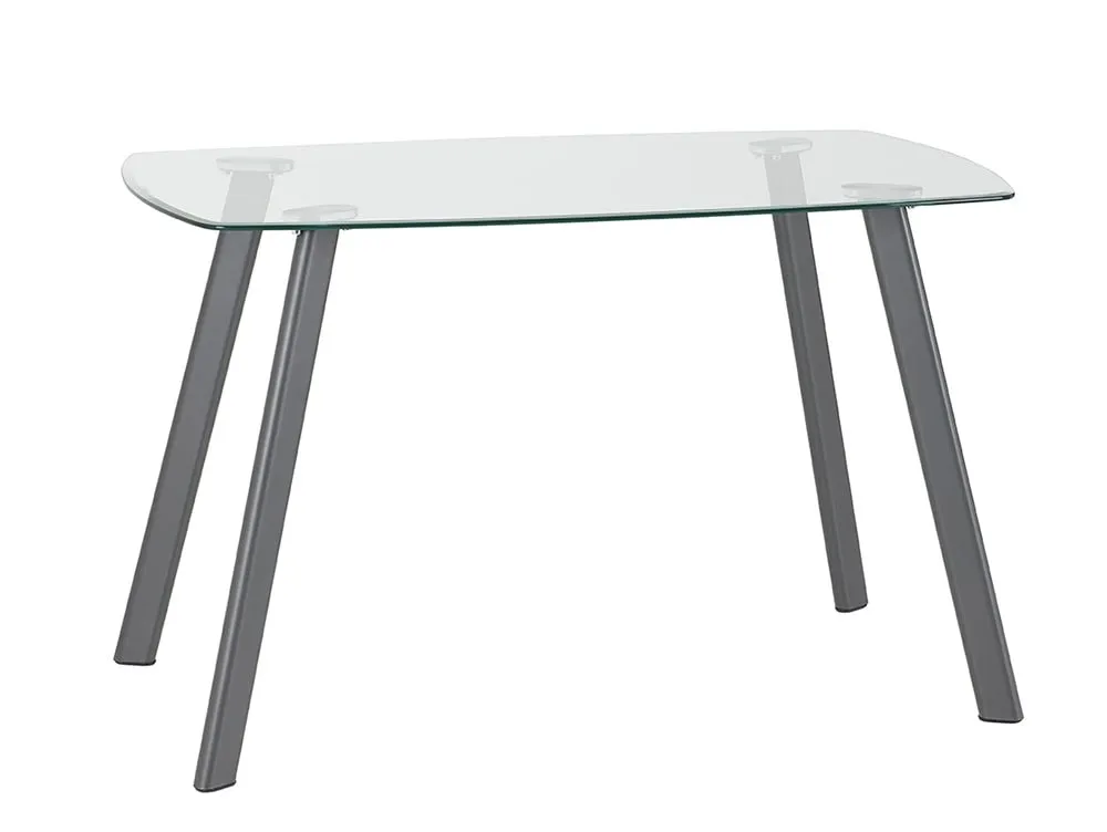 Seconique Seconique Abbey Glass Dining Table and 4 Grey Faux Leather Chairs