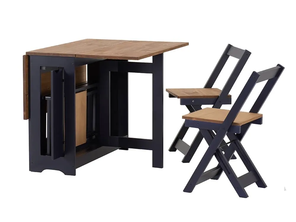 Seconique Seconique Santos Butterfly Navy Blue and Pine Dining Table and 4 Chairs