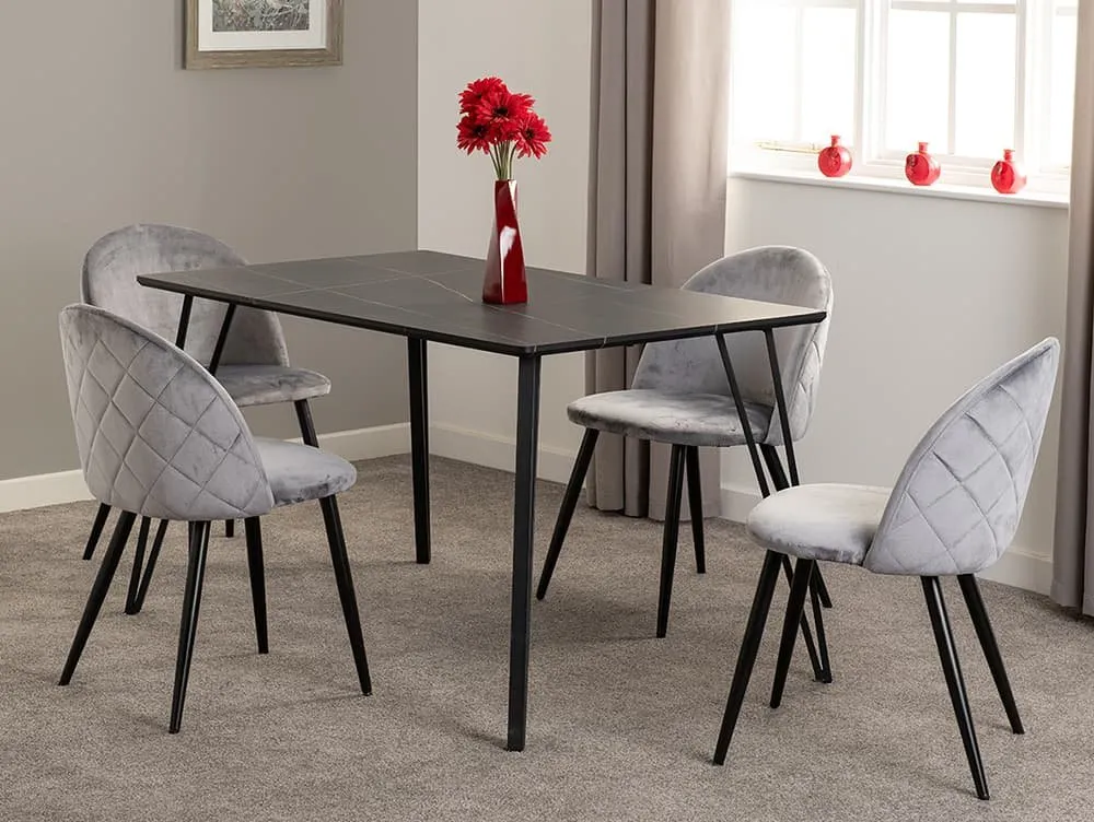 Seconique Seconique Marlow Grey Velvet Set of 4 Dining Chairs