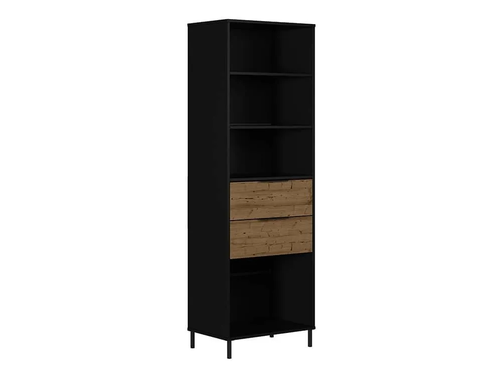 Seconique Seconique Madrid Acacia and Black 2 Drawer Bookcase