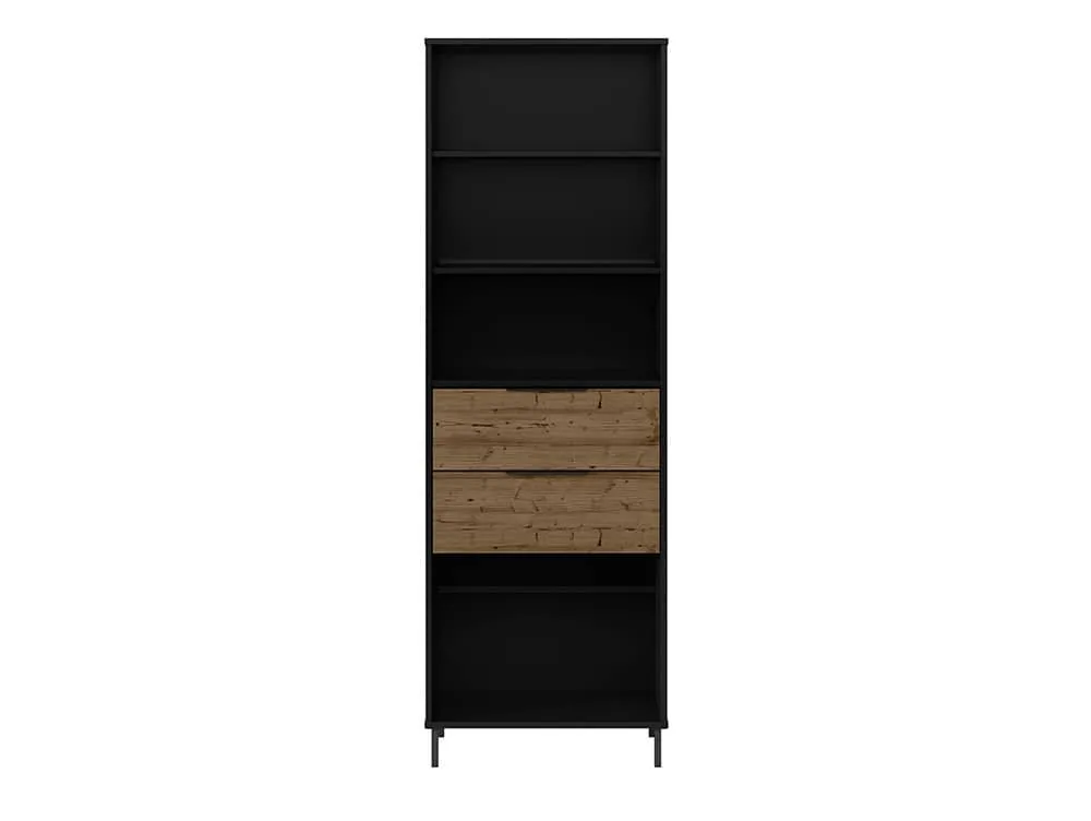 Seconique Seconique Madrid Acacia and Black 2 Drawer Bookcase