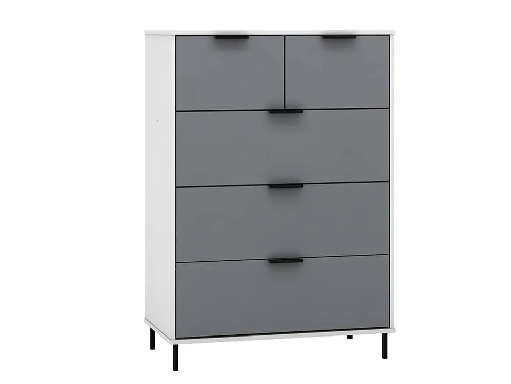 Seconique Seconique Madrid Grey Gloss and White 3+2 Drawer Chest of Drawers